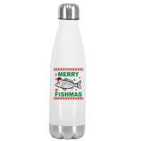 Merry Fishmas Ugly Christmas Stainless Steel Insulated Water Bottle