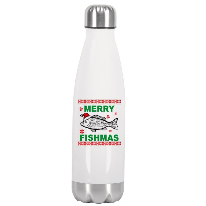 Merry Fishmas Ugly Christmas Stainless Steel Insulated Water Bottle