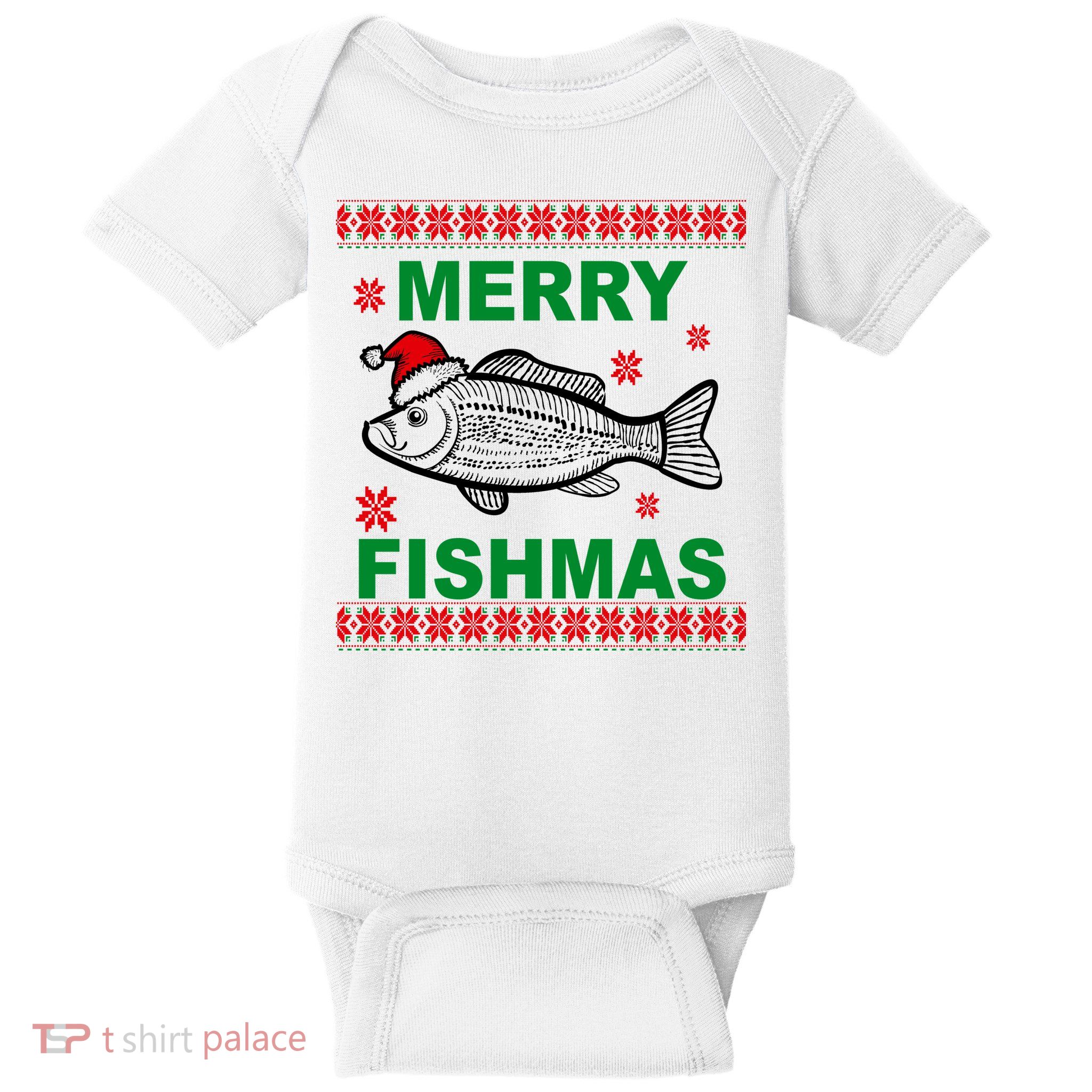 Merry Fishmas Ugly Christmas Baby Bodysuit