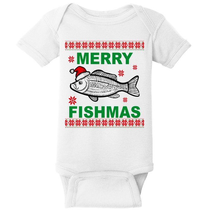 Merry Fishmas Ugly Christmas Baby Bodysuit