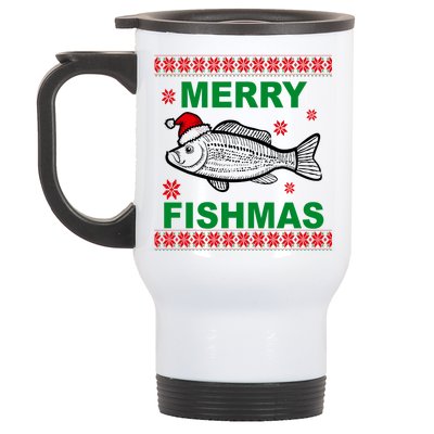 Merry Fishmas Ugly Christmas Stainless Steel Travel Mug