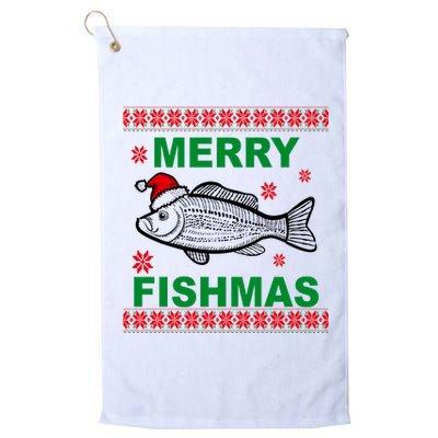 Merry Fishmas Ugly Christmas Platinum Collection Golf Towel