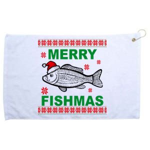 Merry Fishmas Ugly Christmas Grommeted Golf Towel