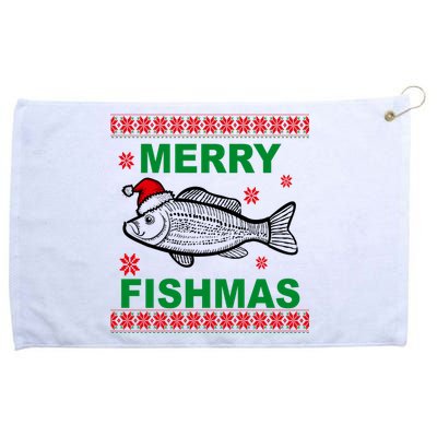 Merry Fishmas Ugly Christmas Grommeted Golf Towel