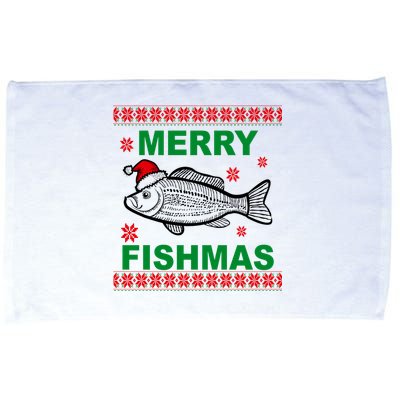 Merry Fishmas Ugly Christmas Microfiber Hand Towel