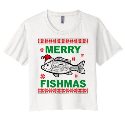 Merry Fishmas Ugly Christmas Women's Crop Top Tee