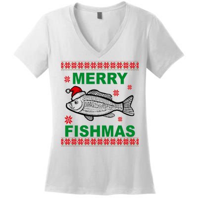 Merry Fishmas Ugly Christmas Women's V-Neck T-Shirt