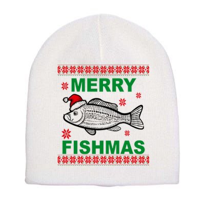 Merry Fishmas Ugly Christmas Short Acrylic Beanie