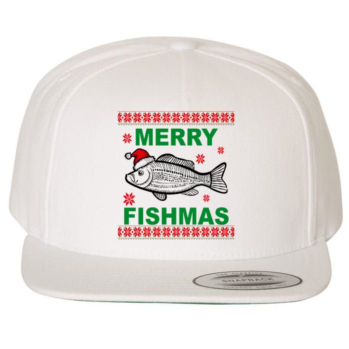 Merry Fishmas Ugly Christmas Wool Snapback Cap