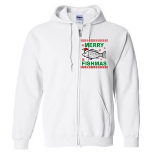 Merry Fishmas Ugly Christmas Full Zip Hoodie