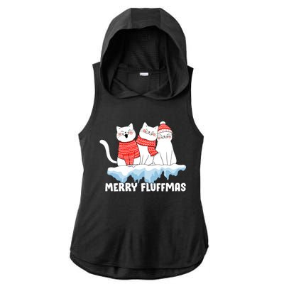 Merry Fluffmas Christmas Ladies PosiCharge Tri-Blend Wicking Draft Hoodie Tank