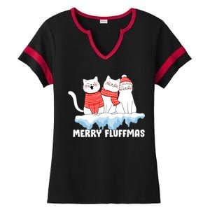 Merry Fluffmas Christmas Ladies Halftime Notch Neck Tee