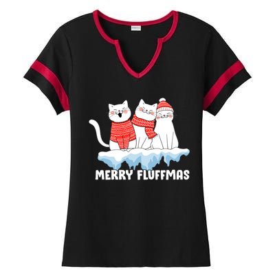 Merry Fluffmas Christmas Ladies Halftime Notch Neck Tee