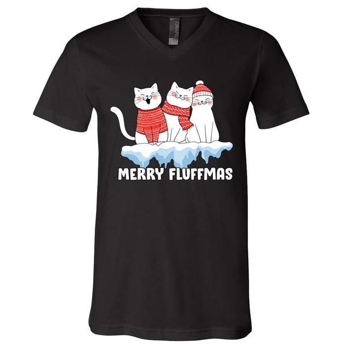 Merry Fluffmas Christmas V-Neck T-Shirt