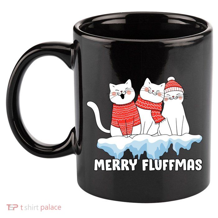 Merry Fluffmas Christmas 11oz C Handle Ceramic Mug