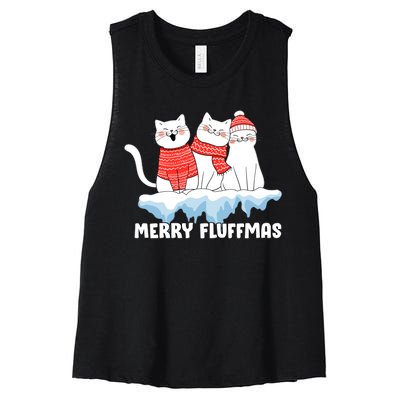 Merry Fluffmas Christmas Women's Racerback Cropped Tank