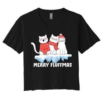 Merry Fluffmas Christmas Women's Crop Top Tee