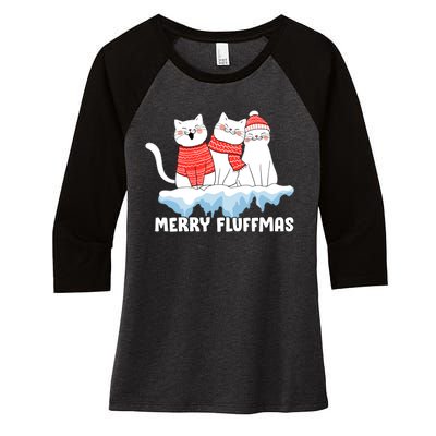 Merry Fluffmas Christmas Women's Tri-Blend 3/4-Sleeve Raglan Shirt