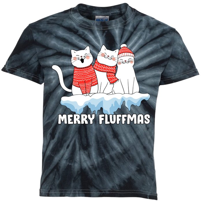 Merry Fluffmas Christmas Kids Tie-Dye T-Shirt