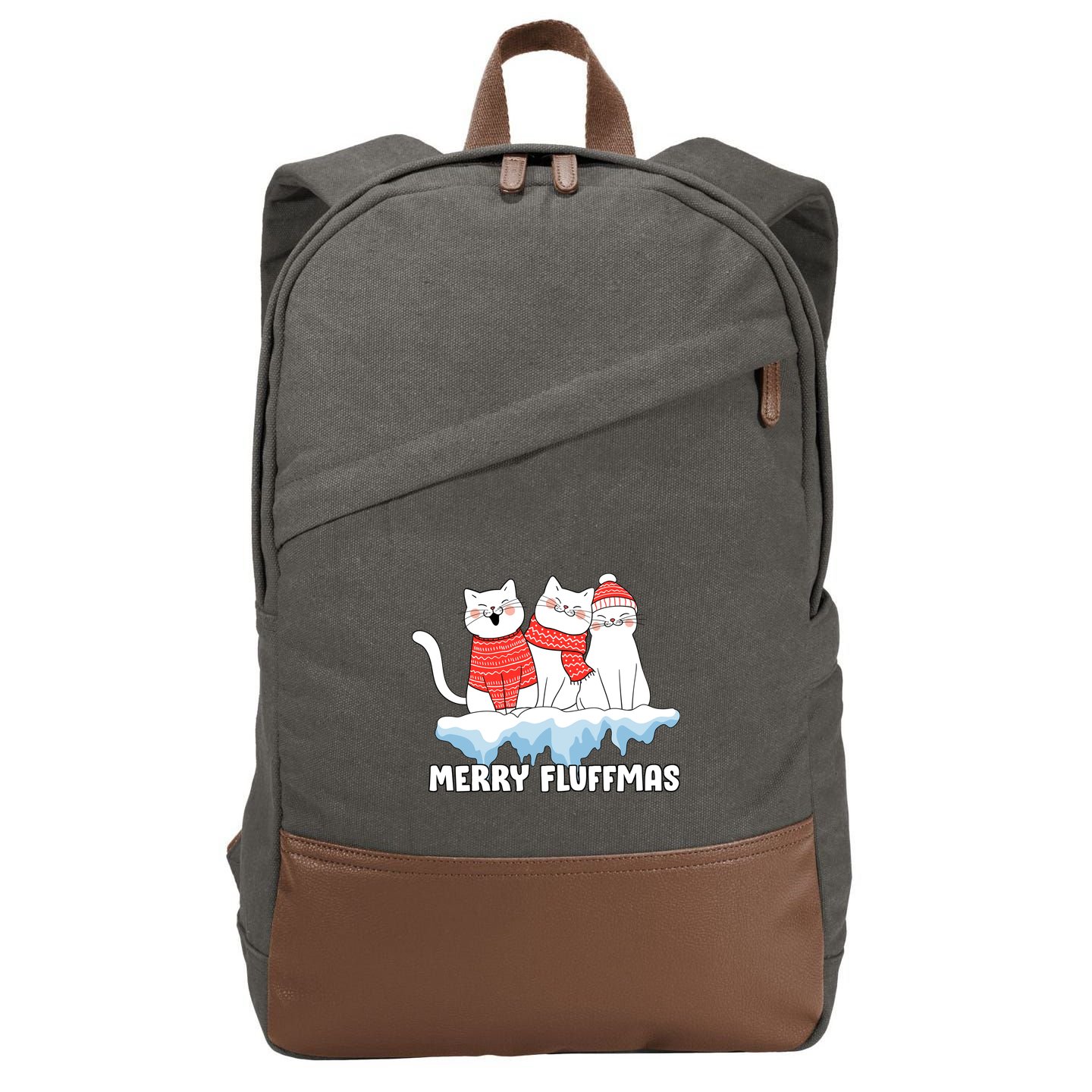 Merry Fluffmas Christmas Cotton Canvas Backpack