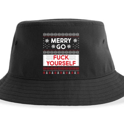 Merry Go F*ck Yourself Ugly Christmas Sweater Sustainable Bucket Hat