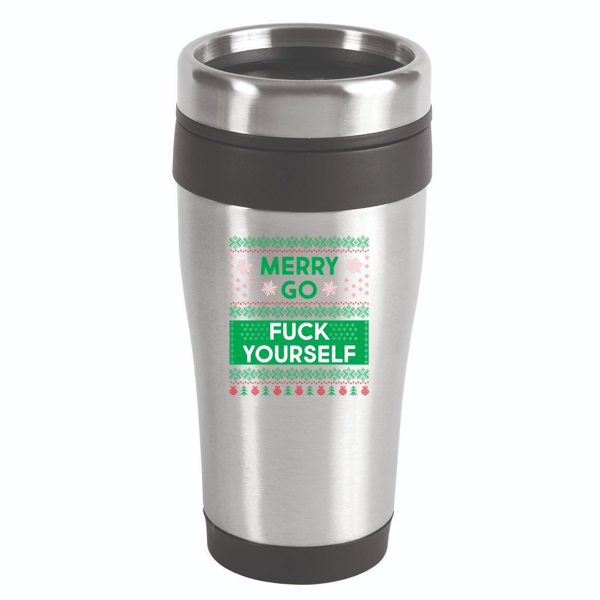 Merry Go F*ck Yourself Ugly Christmas Sweater 16oz Travel Tumbler