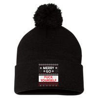 Merry Go F*ck Yourself Ugly Christmas Sweater Pom Pom 12in Knit Beanie