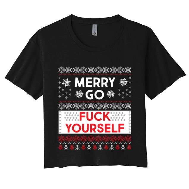 Merry Go F*ck Yourself Ugly Christmas Sweater Crop Top