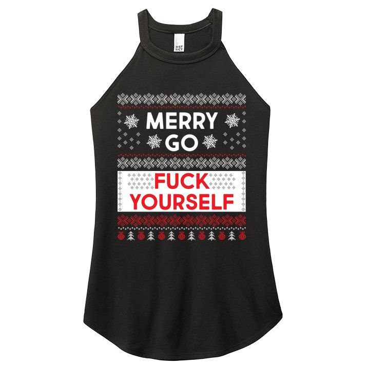 Merry Go F*ck Yourself Ugly Christmas Sweater Women's Perfect Tri Rocker Tank