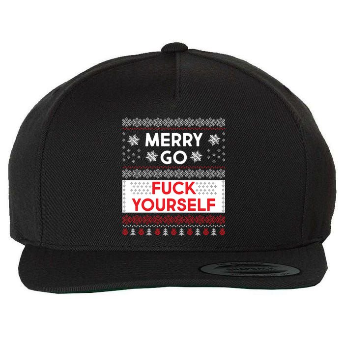 Merry Go F*ck Yourself Ugly Christmas Sweater Wool Snapback Cap