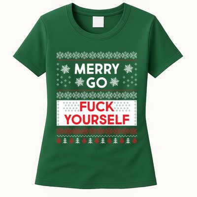 Merry Go F*ck Yourself Ugly Christmas Sweater Womens T-Shirt