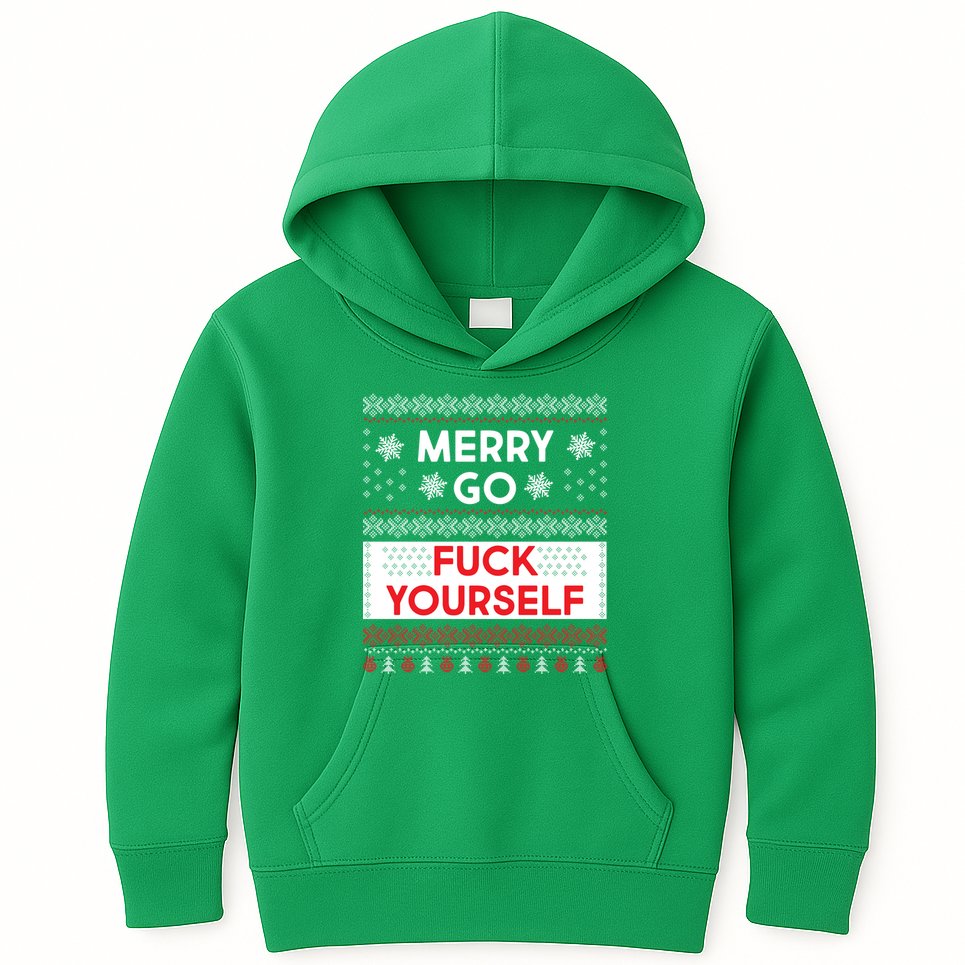 Merry Go F*ck Yourself Ugly Christmas Sweater Kids Hoodie