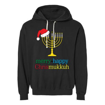 Merry-Happy Chrismukkah Garment-Dyed Fleece Hoodie