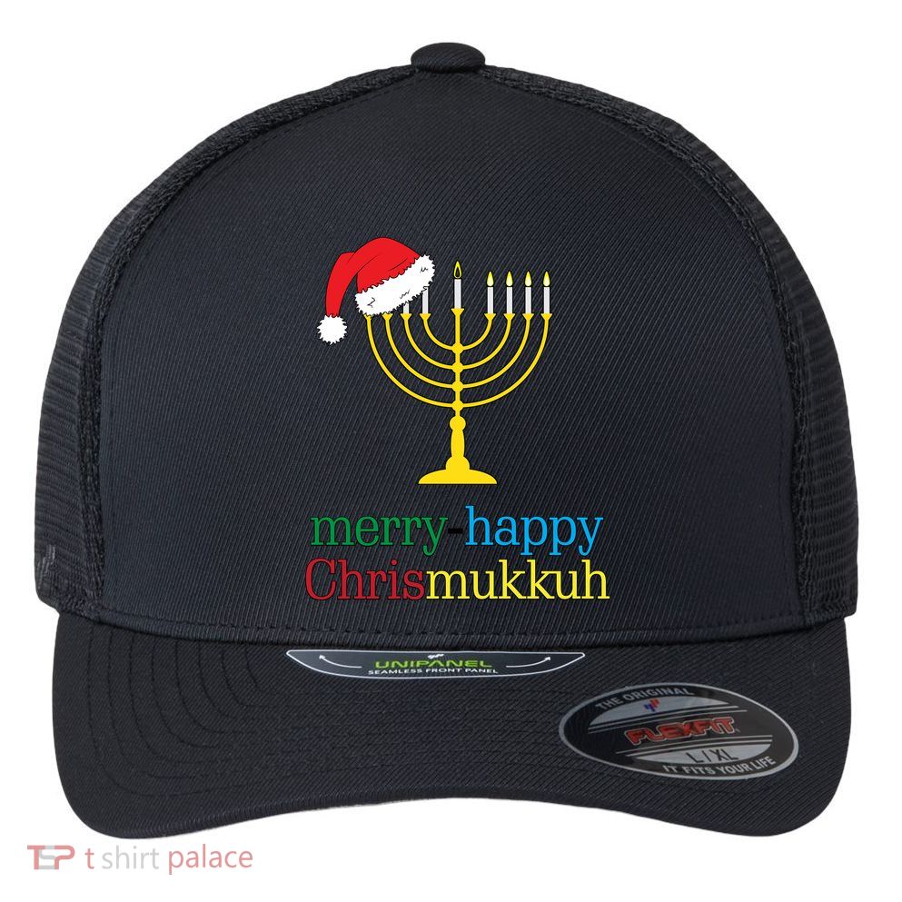 Merry-Happy Chrismukkah Flexfit Unipanel Trucker Cap