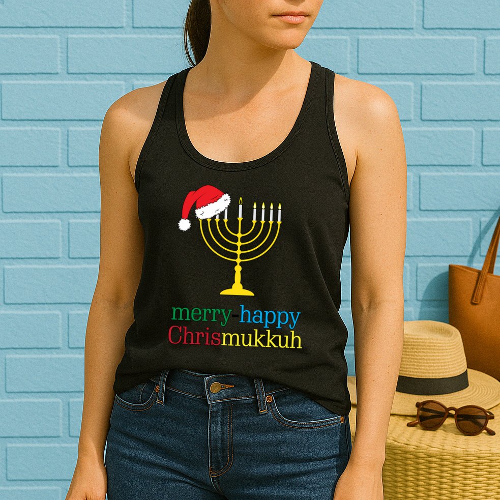 Merry-Happy Chrismukkah Womens Tank Top