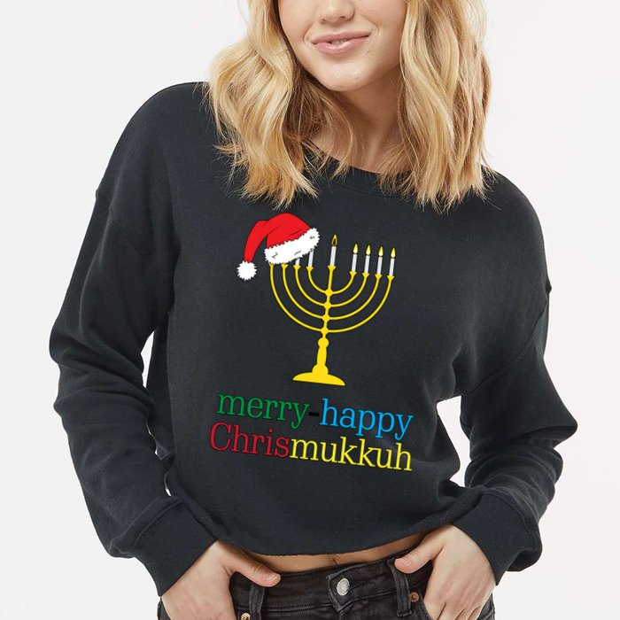Merry-Happy Chrismukkah Cropped Pullover Crew