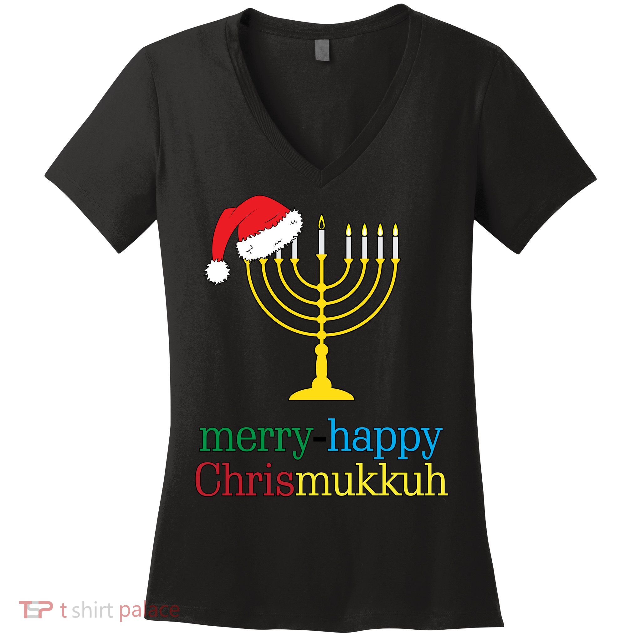 Merry-Happy Chrismukkah Women's V-Neck T-Shirt