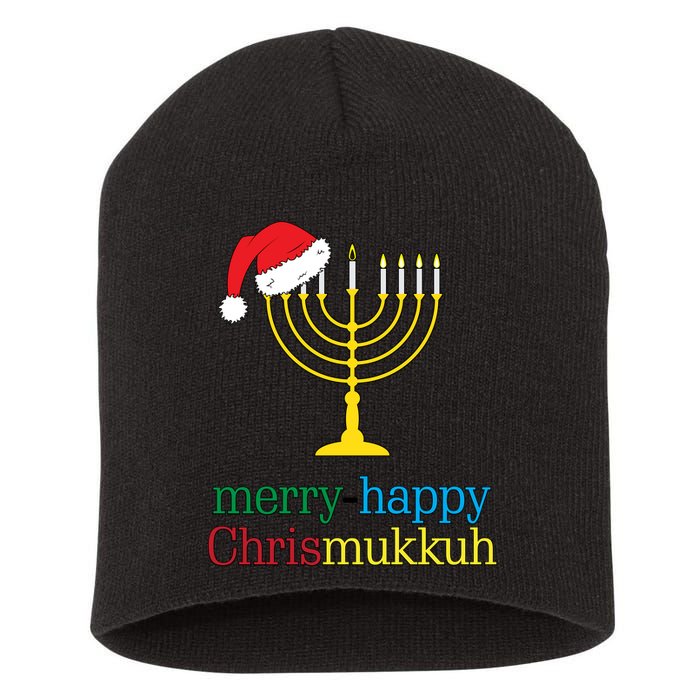 Merry-Happy Chrismukkah Short Acrylic Beanie