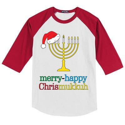 Merry-Happy Chrismukkah Kids Colorblock Raglan Jersey