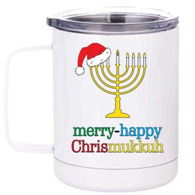 Merry-Happy Chrismukkah 12 oz Stainless Steel Tumbler Cup