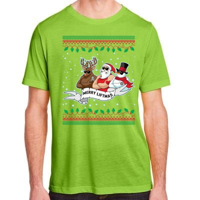 Merry Liftmas Funny Ugly Christmas Sweater Adult ChromaSoft Performance T-Shirt