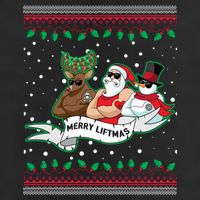 Merry Liftmas Funny Ugly Christmas Sweater 7 Panel Mesh Trucker Snapback Hat