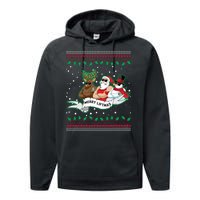 Merry Liftmas Funny Ugly Christmas Sweater Performance Fleece Hoodie