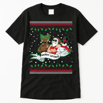 Merry Liftmas Funny Ugly Christmas Sweater Tall T-Shirt