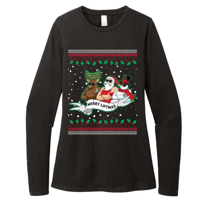 Merry Liftmas Funny Ugly Christmas Sweater Womens CVC Long Sleeve Shirt