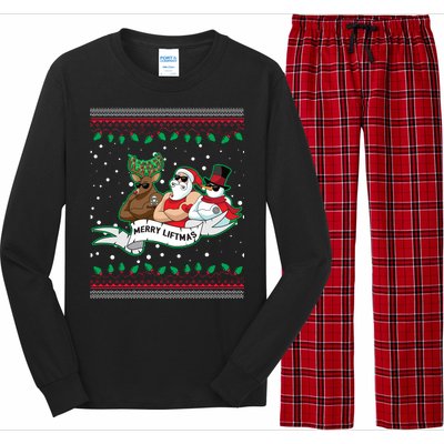 Merry Liftmas Funny Ugly Christmas Sweater Long Sleeve Pajama Set