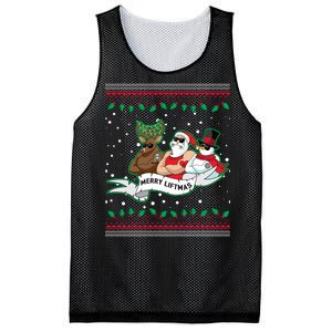 Merry Liftmas Funny Ugly Christmas Sweater Mesh Reversible Basketball Jersey Tank