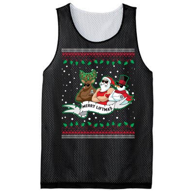 Merry Liftmas Funny Ugly Christmas Sweater Mesh Reversible Basketball Jersey Tank