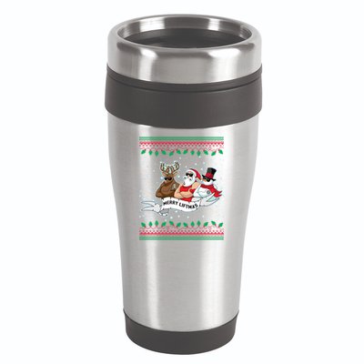 Merry Liftmas Funny Ugly Christmas Sweater 16oz Travel Tumbler