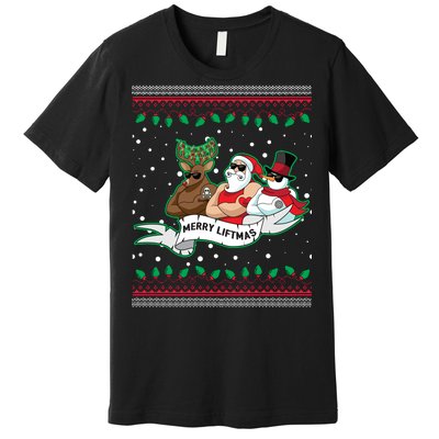 Merry Liftmas Funny Ugly Christmas Sweater Premium T-Shirt